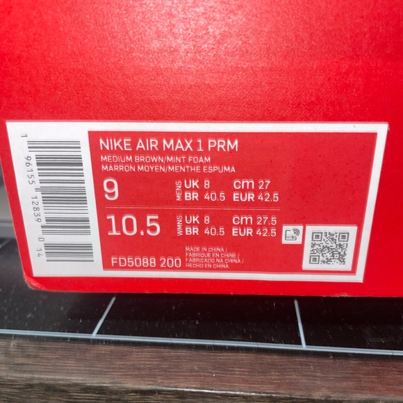 Nike Air Max 1 PRM (Crepe Brown) Size 9 M/10.5 W - Picture 2 of 6